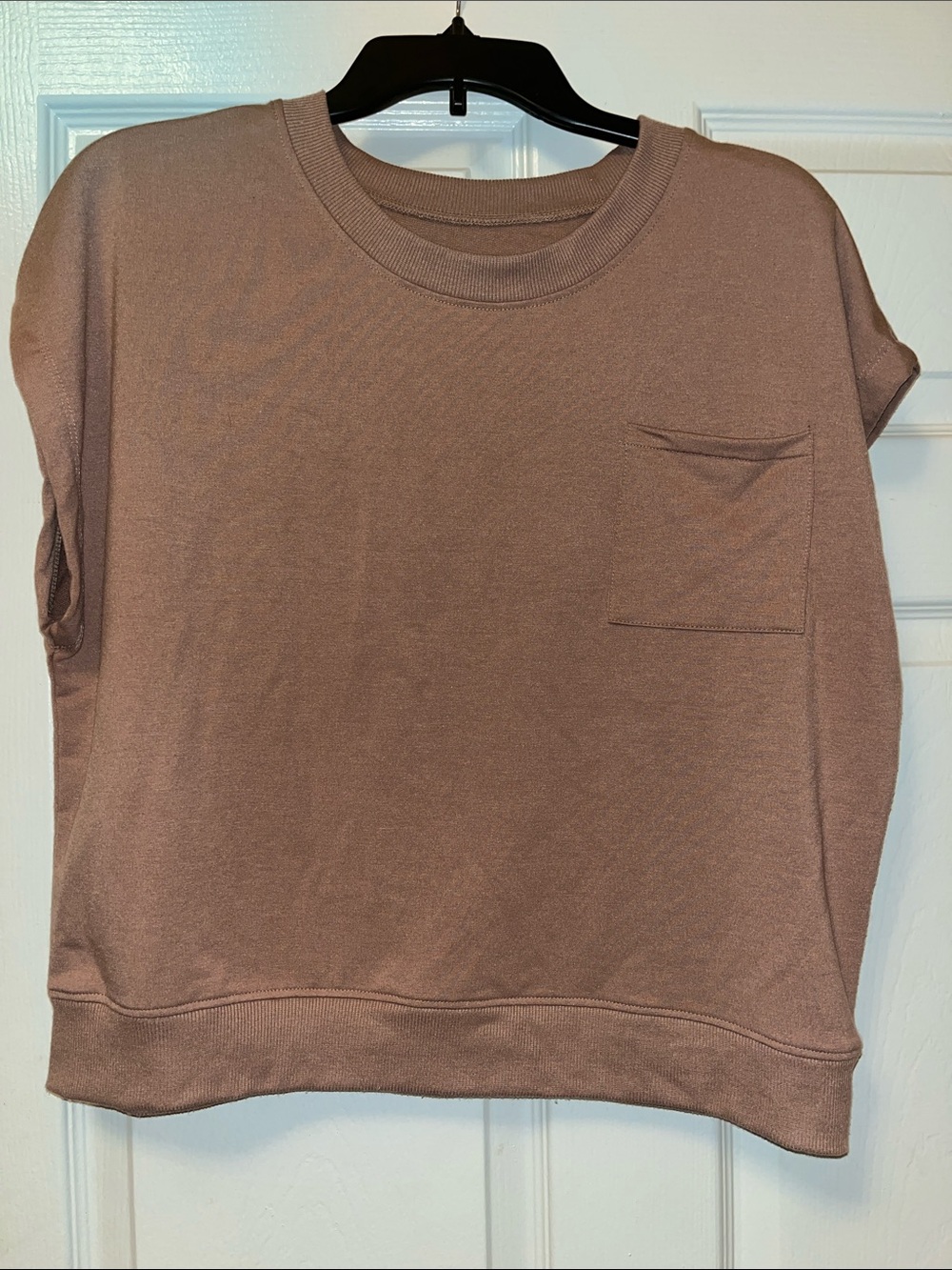 Relaxed Pocket Short-Sleeve Sweatshirt - Dusty Mauve